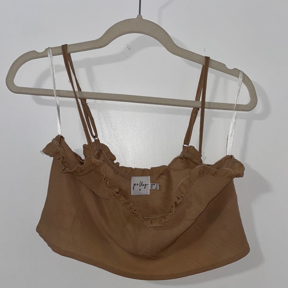 Brown Ruffled Crop Top